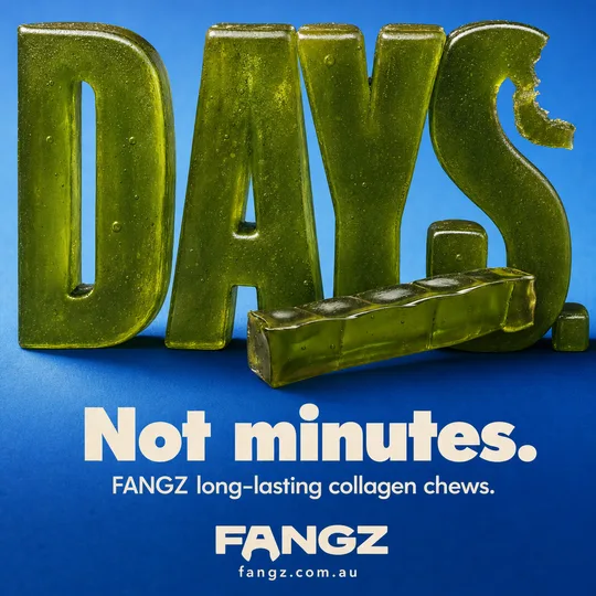 Fangz ad: the product rendered as the word DAYS